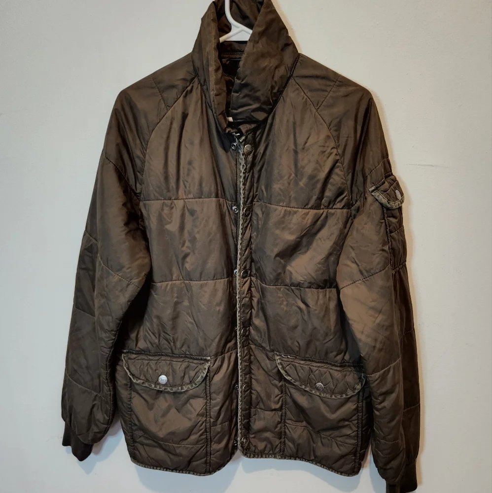 VTG OBEY CHARLIE PUFFER JACKET - OLIVE GREEN L